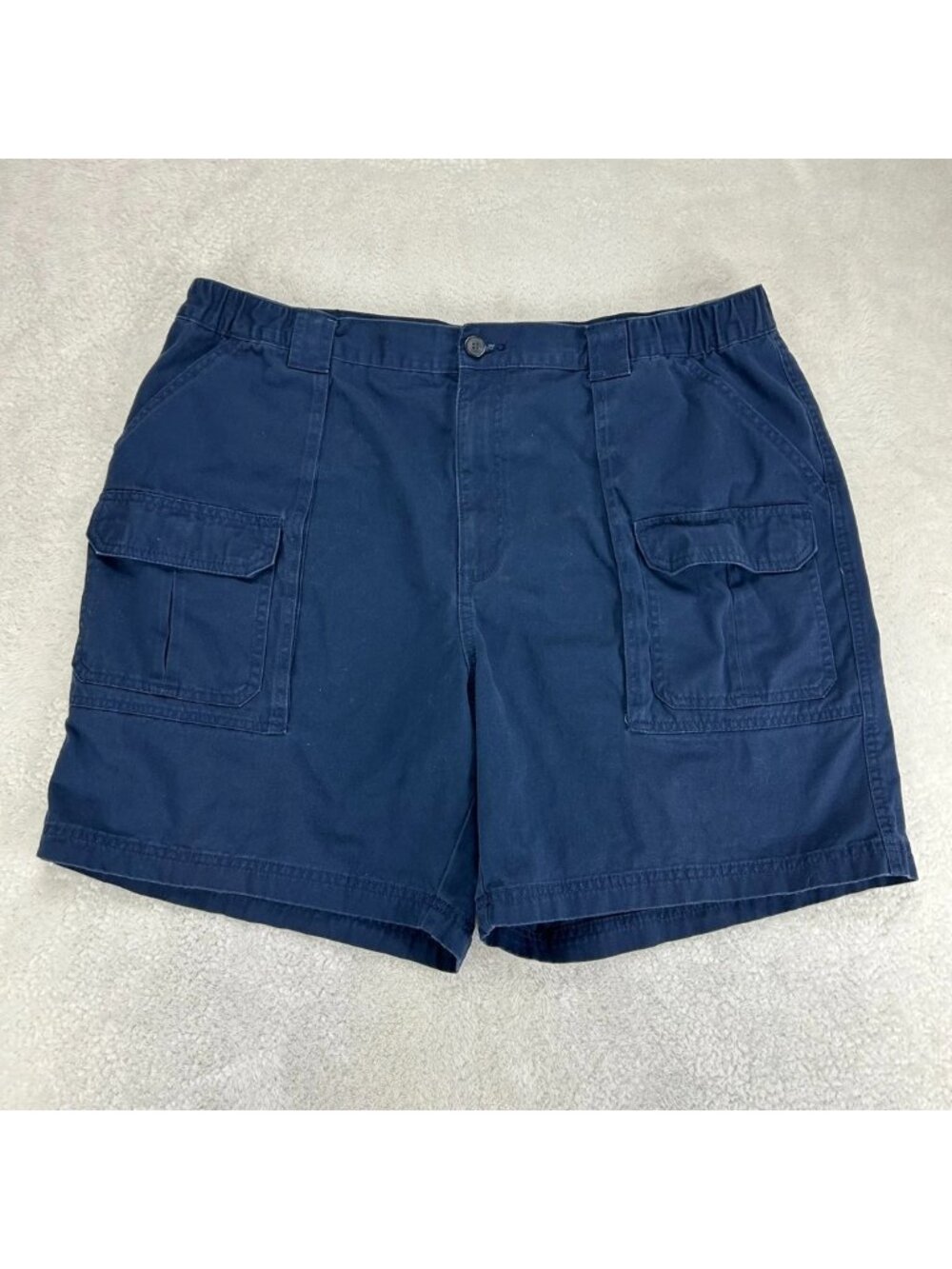 Croft & Barrow Cargo Shorts Mens 40‎ Navy Blue Cotton Elastic Waist Flat Front